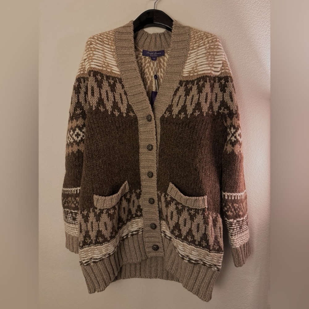 Ralph Lauren Collection Jacquard-Knit Cashmere-Blend Cardigan